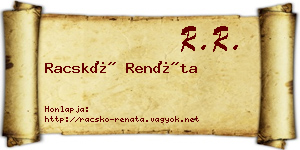 Racskó Renáta névjegykártya